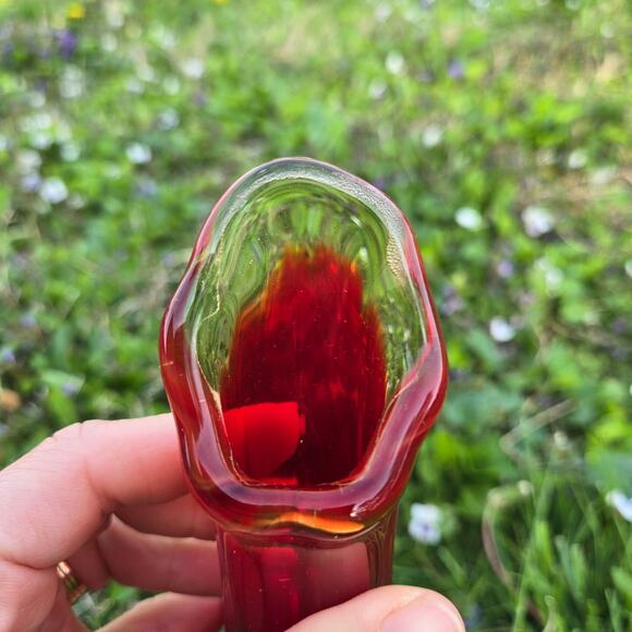 Kanawha glass orange red Mcm vase - Picture 7 of 12